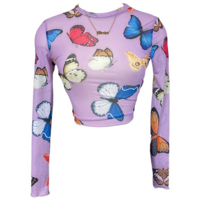 Butterfly Mesh Top - Purple